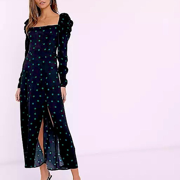 & Other Stories polka dot puff sleeve midi dress - Picture 3 of 14